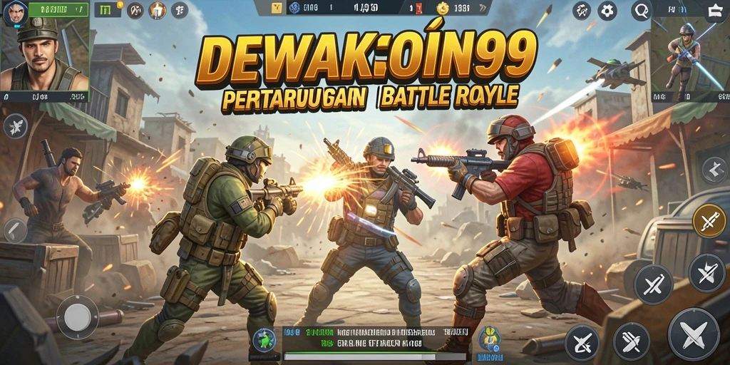 Tangkapan layar DEWAKOIN99 menampilkan aksi intens dalam pertempuran Battle Royale.