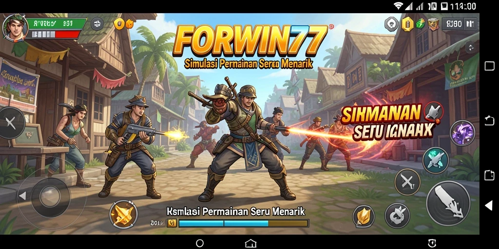 Tangkapan layar gameplay FORWIN77 menunjukkan interaksi dinamis dalam simulasi.
