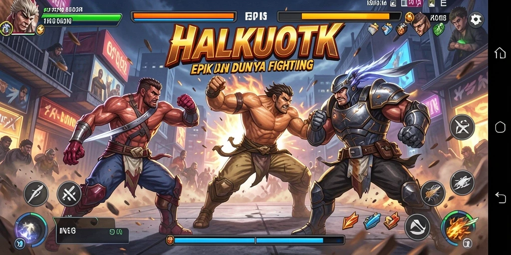 Gameplay HALKUOTK menampilkan pertarungan sengit antar karakter yang epik.