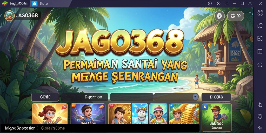 Screenshot utama JAGO368 menunjukkan gameplay yang seru dan penuh warna.