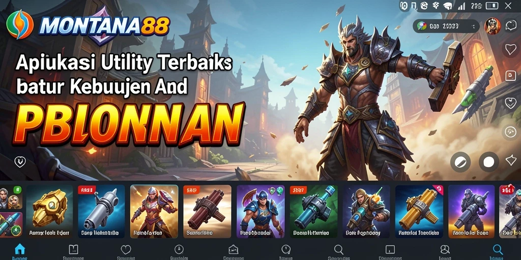 Tampilan utama aplikasi MONTANA88 dengan berbagai fitur Utility.