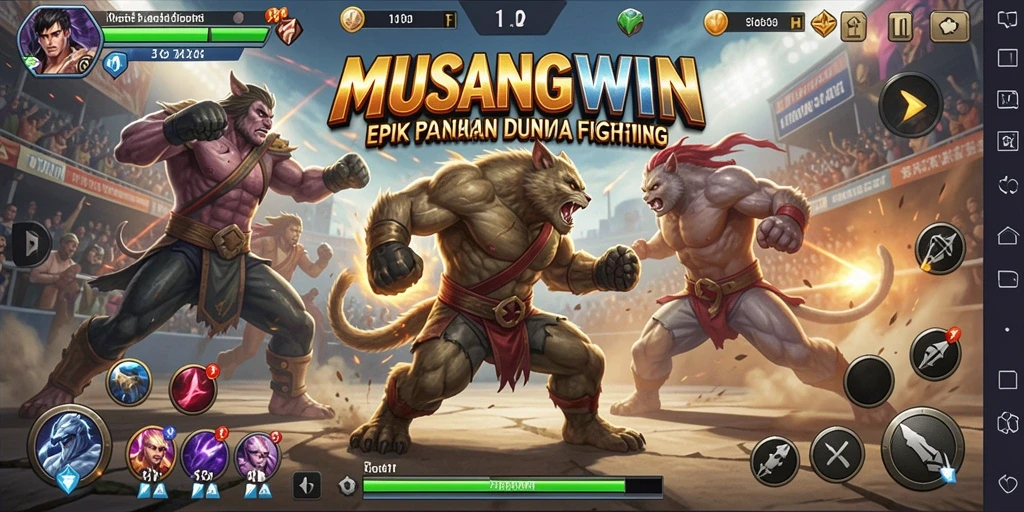 Tampilan pertarungan seru dalam MUSANGWIN yang memukau.