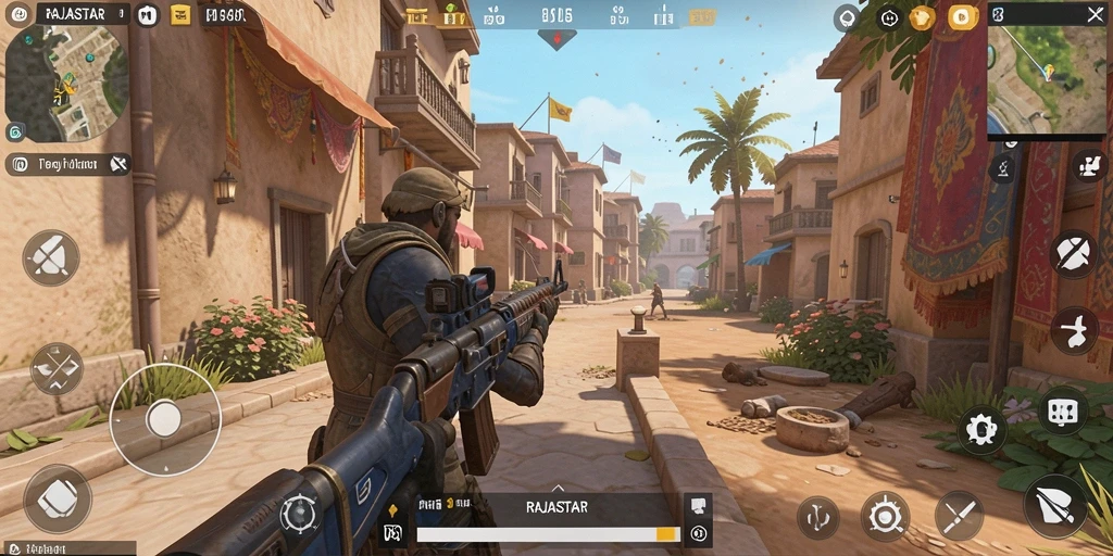 Tampilan gameplay RAJASTAR yang mendebarkan dan action-packed.