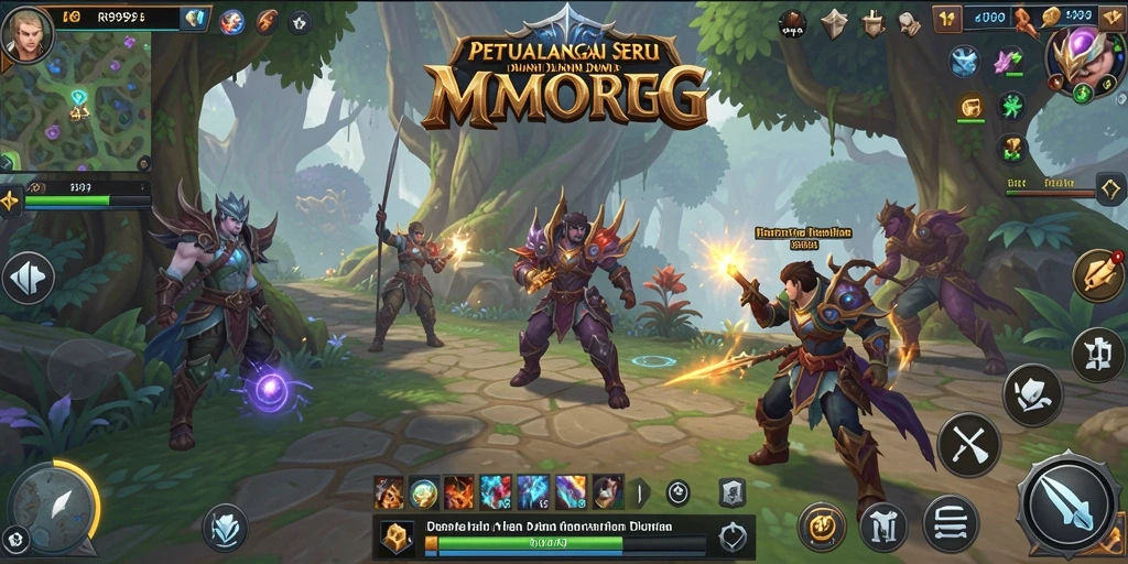 Tangkapan layar menarik dari permainan MMORPG RR999 menunjukkan pertarungan epik.