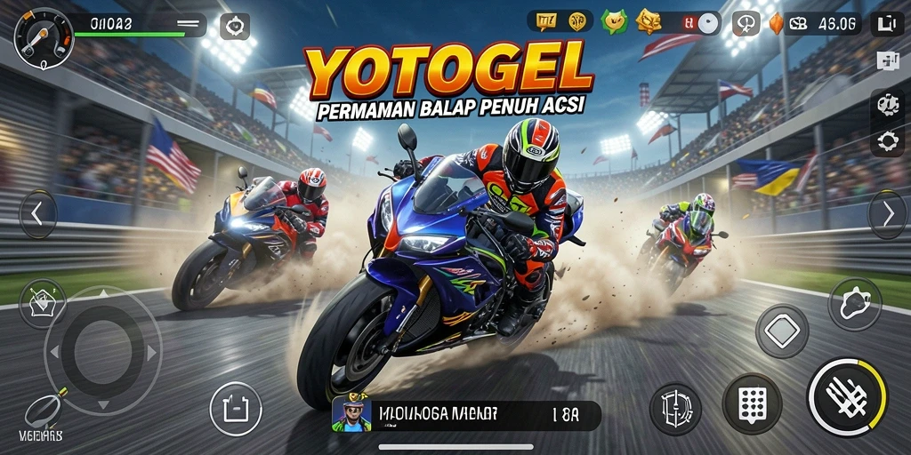 Gameplay YOTOGEL yang seru dan mendebarkan saat balapan motor.