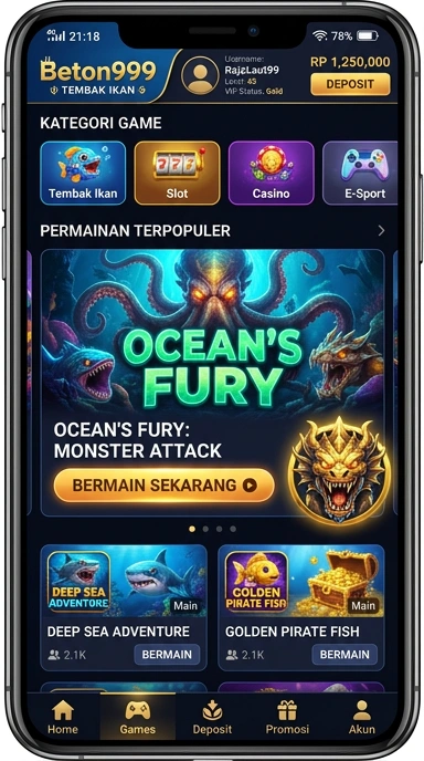 Menu aplikasi beton999 yang mudah dinavigasi untuk pengguna.